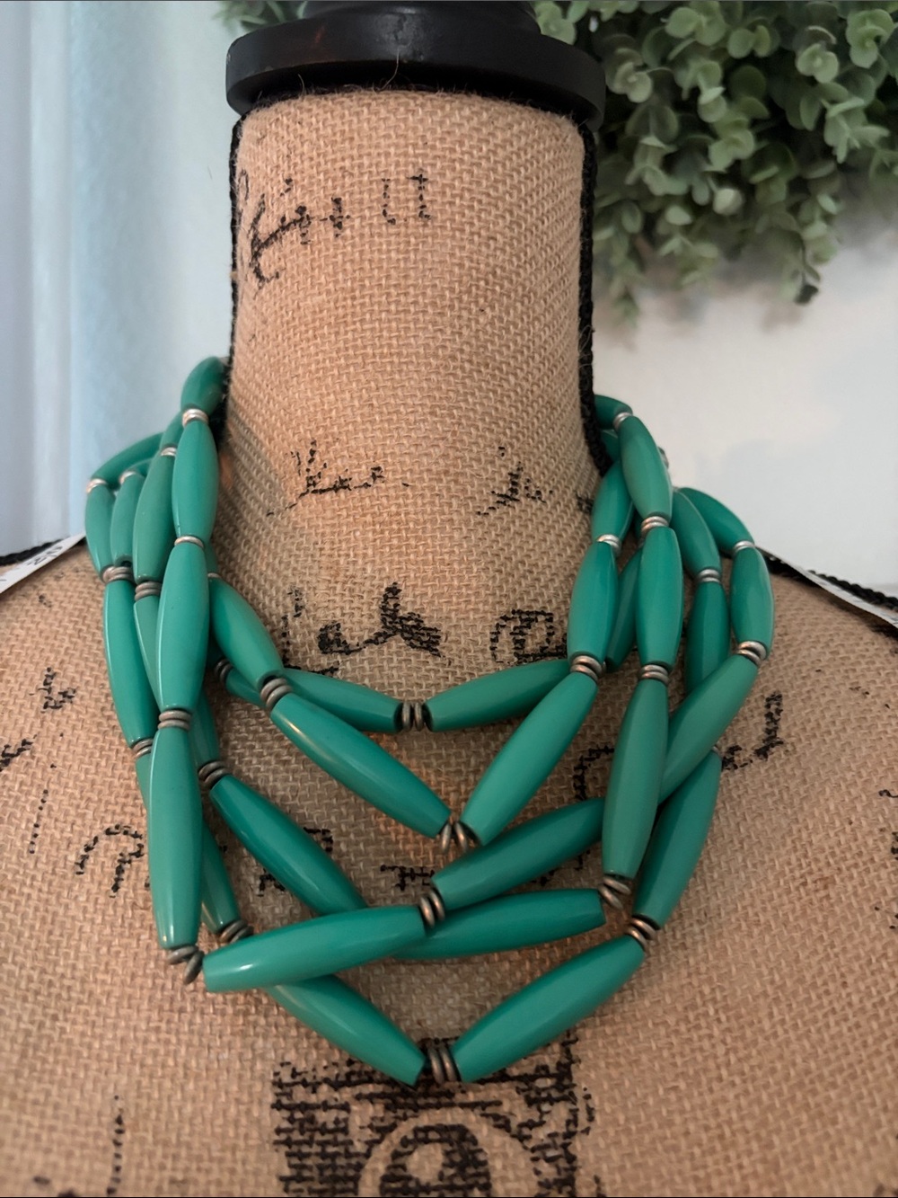 Chico's Multi-Strand Teal Bead Statement Necklace